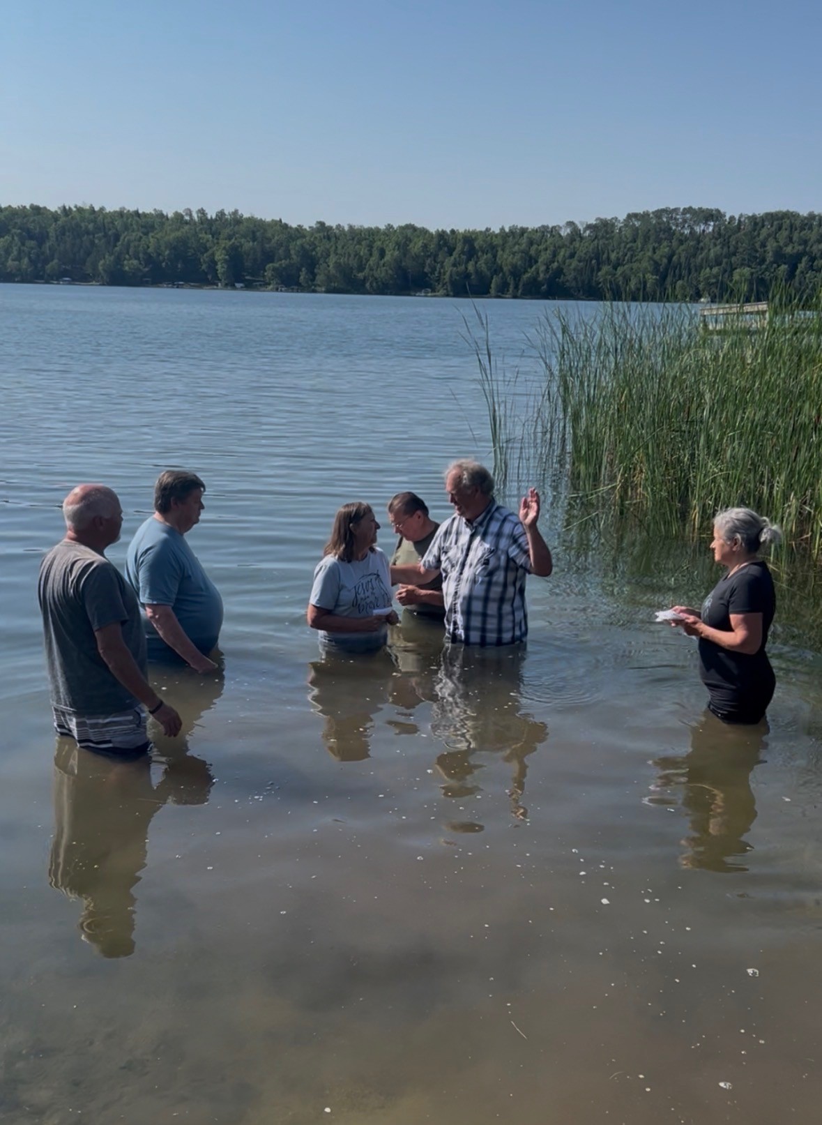 A baptism ceremony in the lake